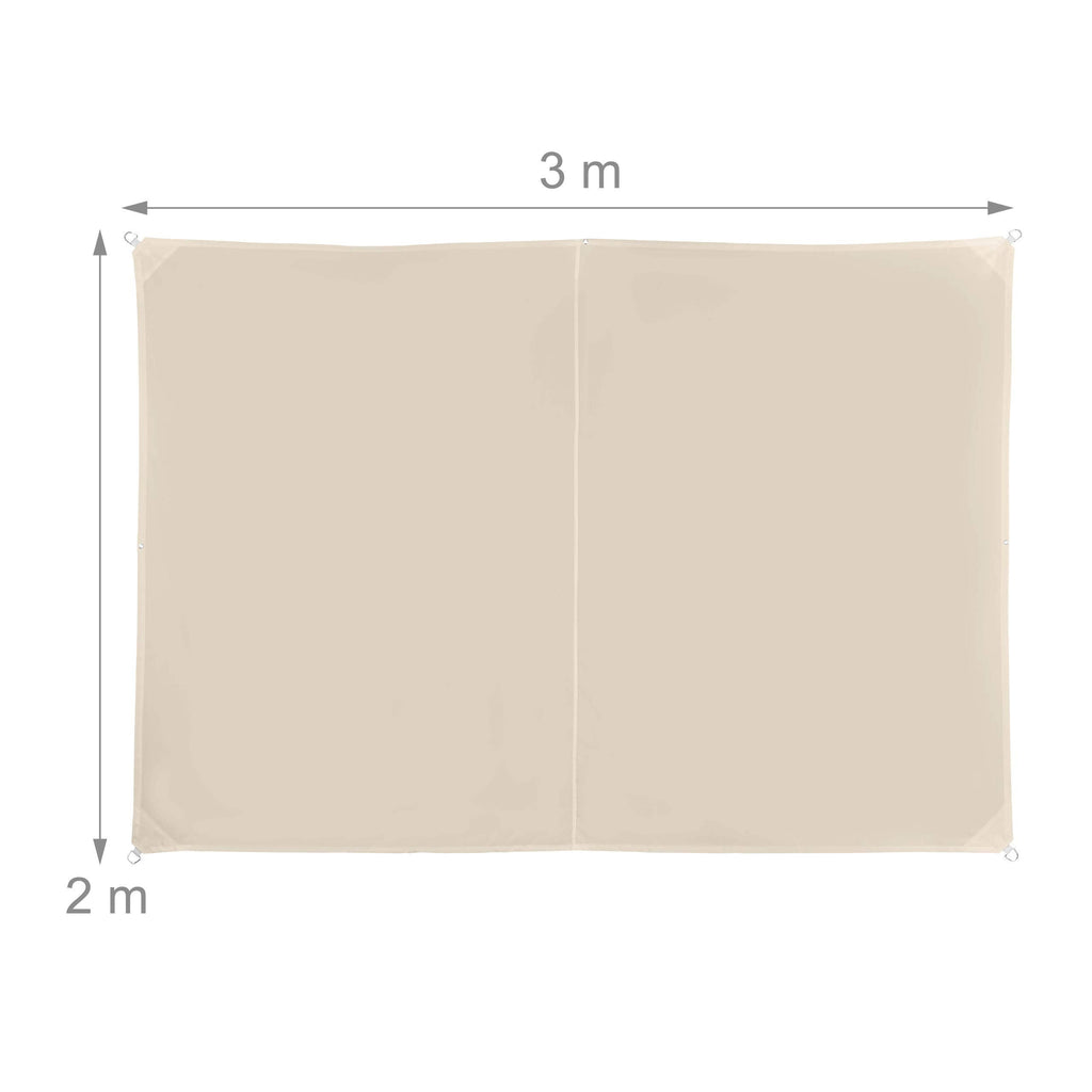 Relaxdays Rectangular Shade Sail – Water-Repellent UV Canopy, 2x3m, Beige