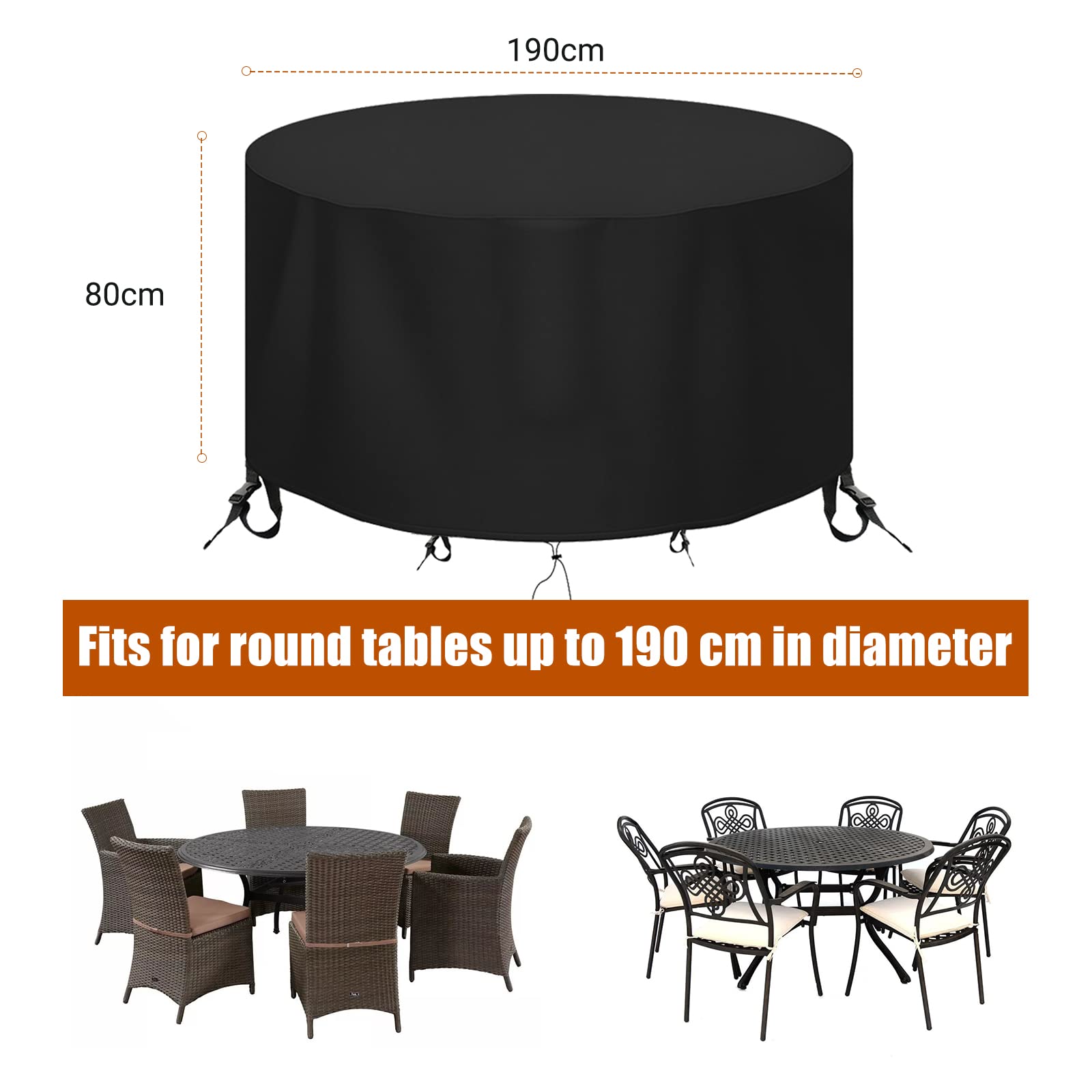 Jolof Store Round Patio Table Cover – Heavy Duty 600D Waterproof Oxford
