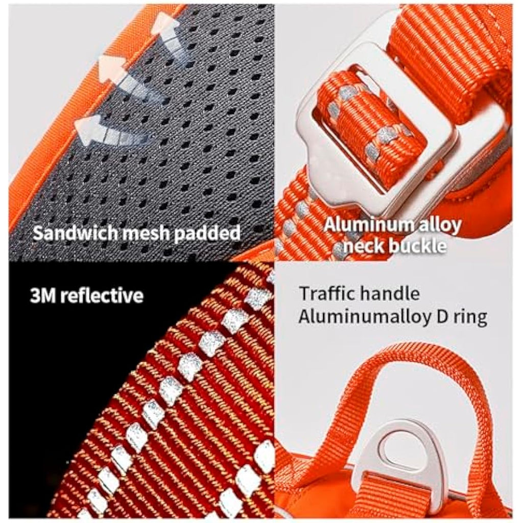 WINHYEPET No-Pull Dog Harness | Reflective Nylon Outdoor Vest - Orange
