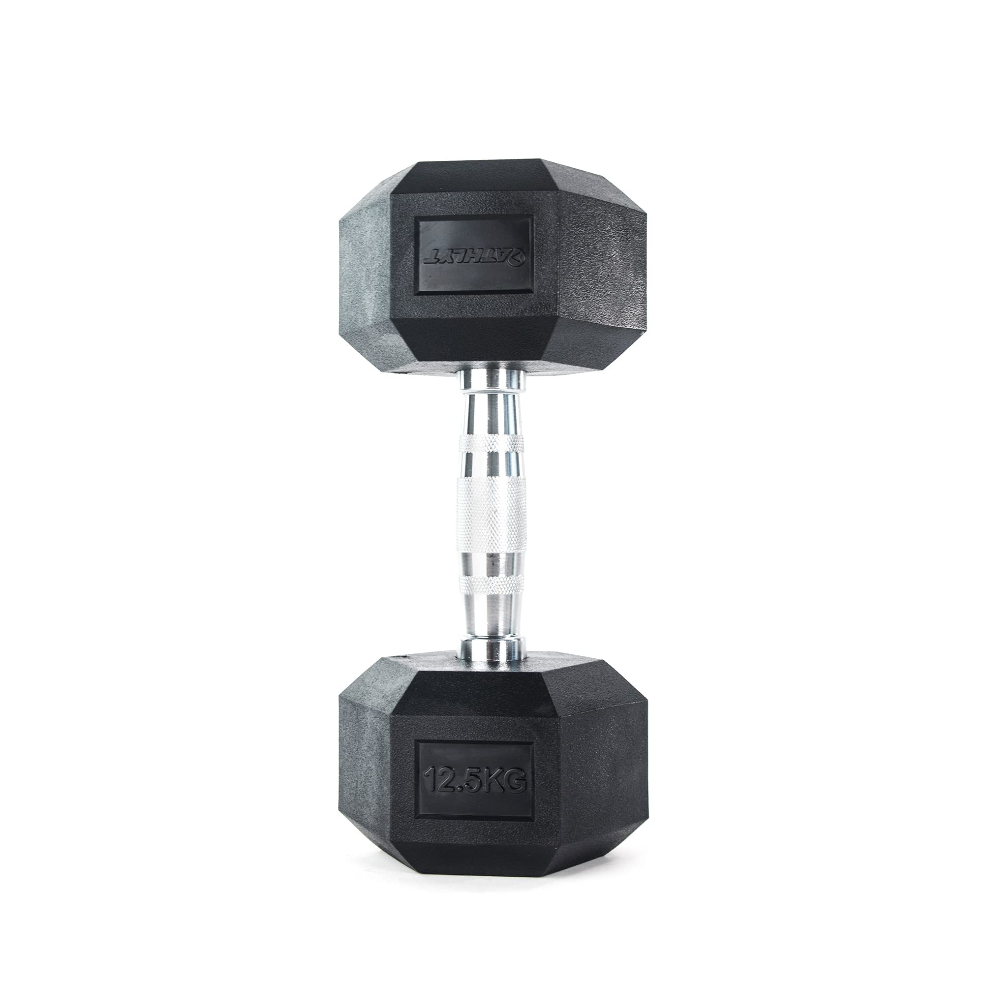 Athlyt Rubber Hex Dumbbell – 12.5kg Single Weight for Strength Training