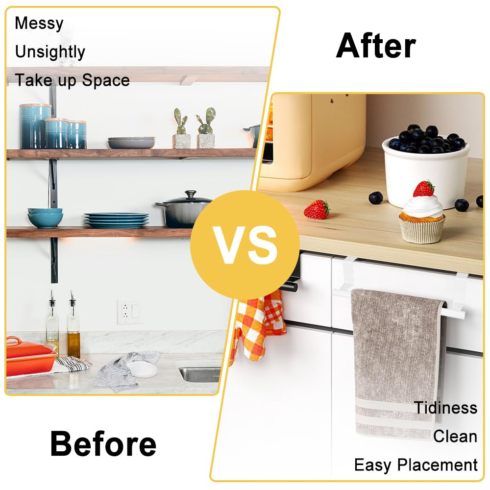 2 Pcs Stainless Steel Towel Holder, Over Door Towel Rail with Protective Strip, Towel Bar Holder - image 5