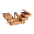 Hobbygift 3 Tier Wooden Cantilever Sewing Box - Mid Shade Wood