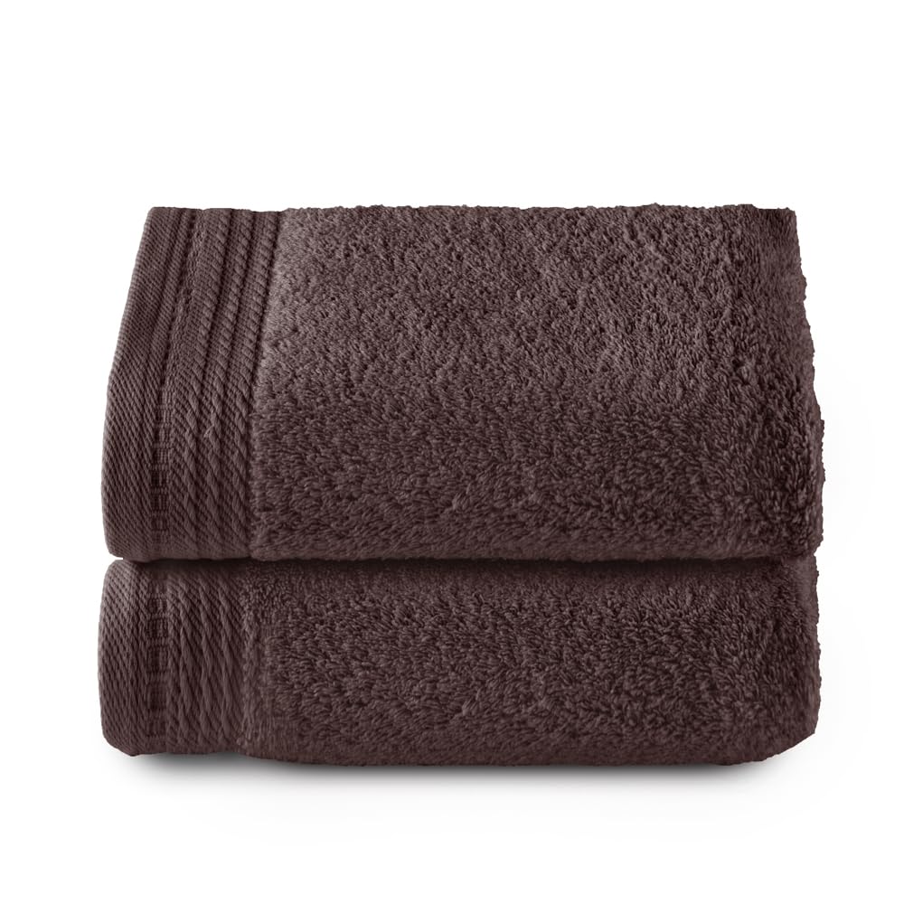 Jolof Store Premium Hand Towels – 100% Cotton 600g – Brown, 2 Pack