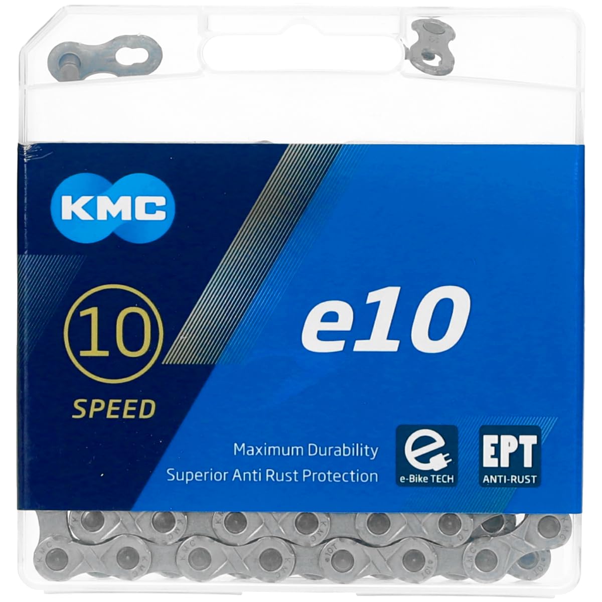 KMC E10 EPT 10-Speed Anti-Rust e-Bike Chain | 136 Links, Silver