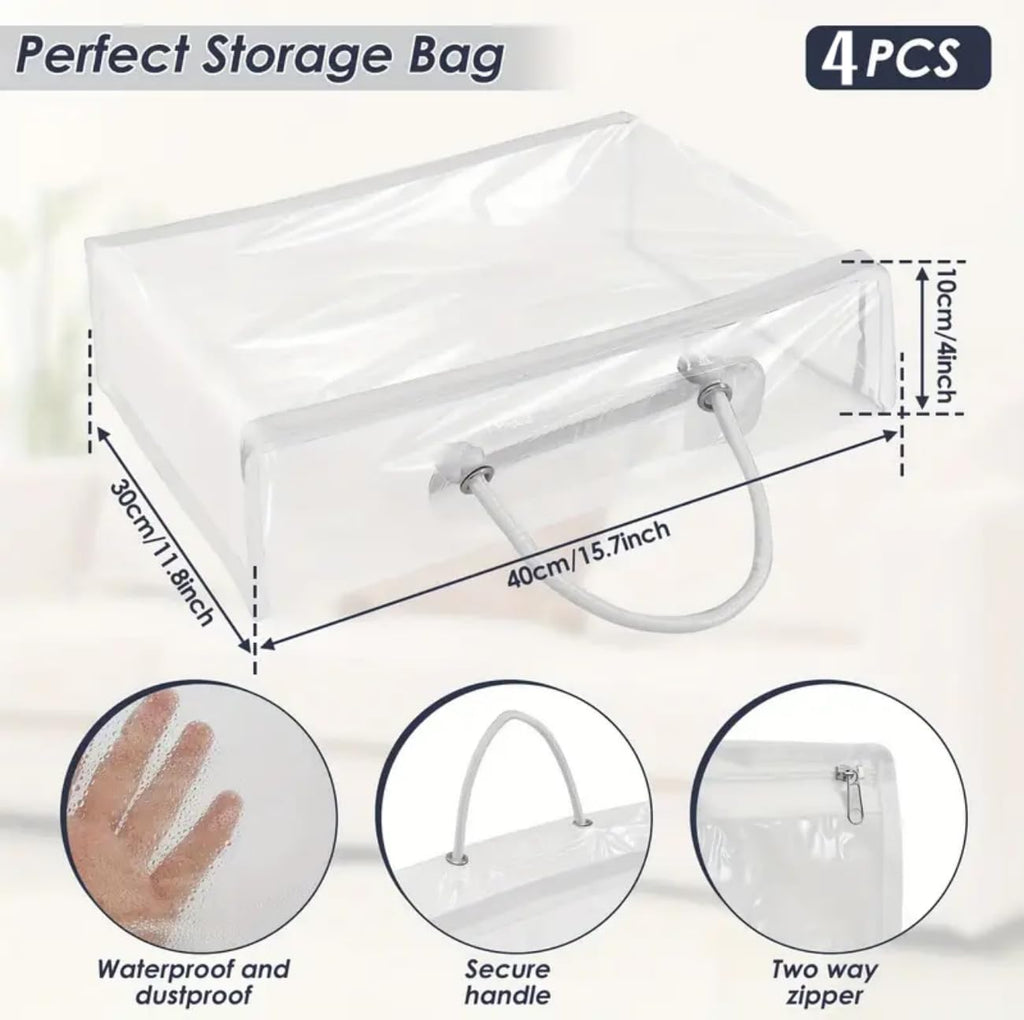 Clear Clothes Storage Bag,Clear Zippered Storage Bags,Wardrobe Storage Organizer Moving Bags with Reinforced Handle for Loft Wardrobe for Bedding - image 5