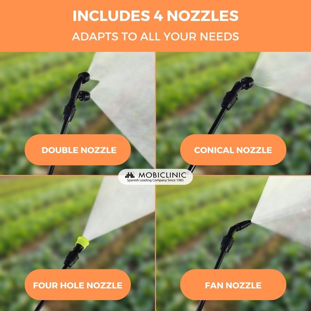 Mobiclinic Fumibug 16L Backpack Pressure Sprayer | 4 Adjustable Nozzles