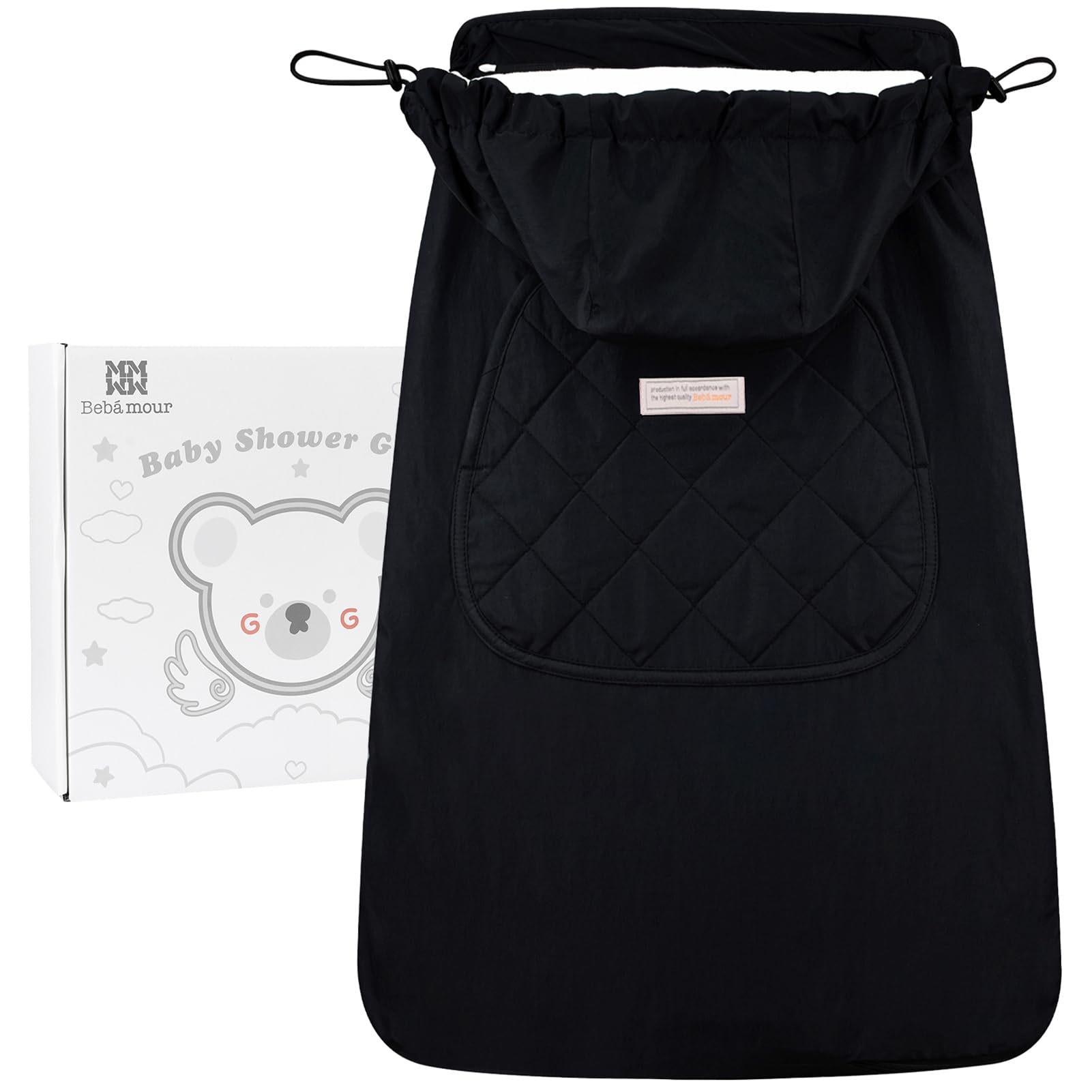 Bebear Universal Baby Carrier Cover – Warm Winter Hoodie Wrap (Black)