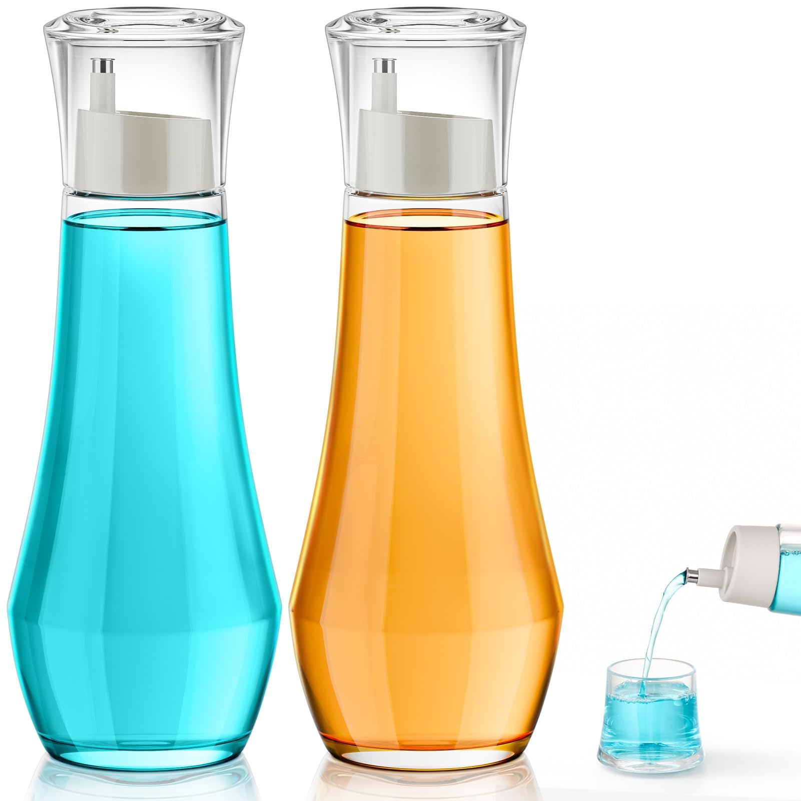 VITVITI Glass Mouthwash Dispenser with Cup | 8.8oz Clear Refillable Bottle