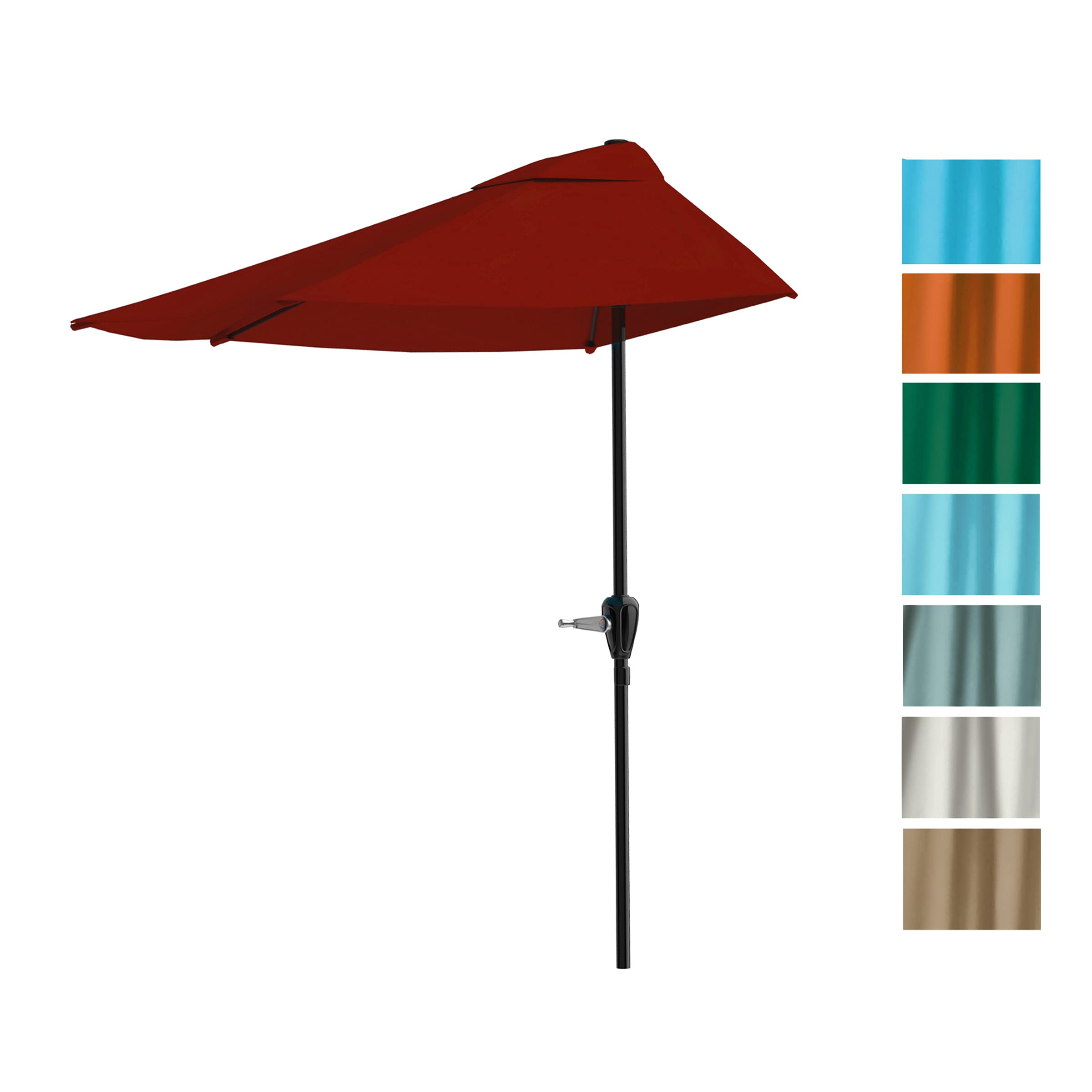 Jolof Store 9-Foot Half Patio Umbrella | Red Vented Canopy with Crank