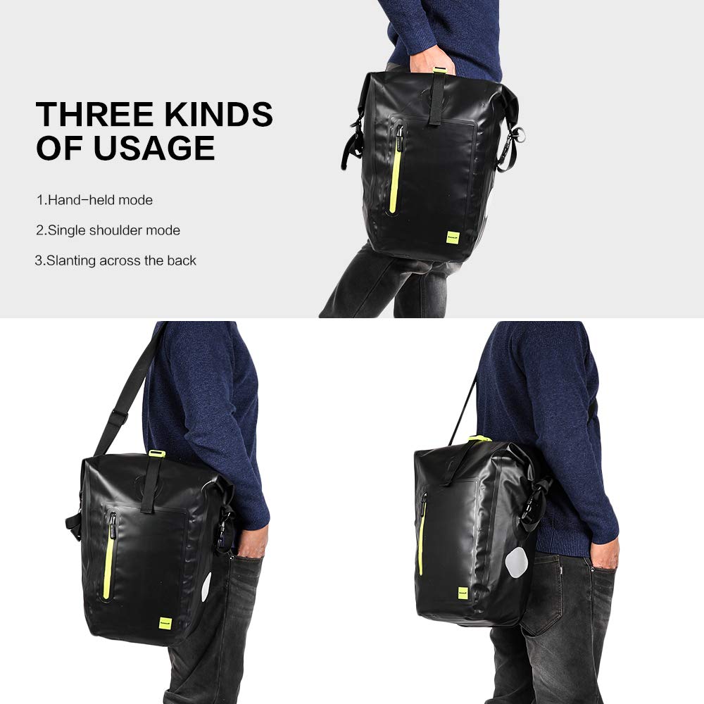 Rhinowalk 25L Waterproof Bike Pannier Bag – 1000D Polyester Green