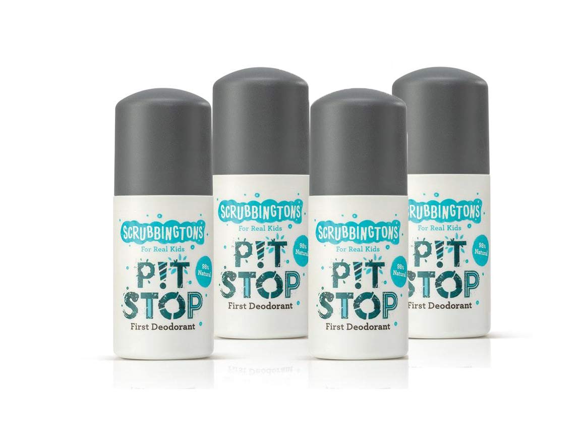 Scrubbingtons Pit Stop Natural Kids Deodorant | Aluminum Free (4 x 50ml)