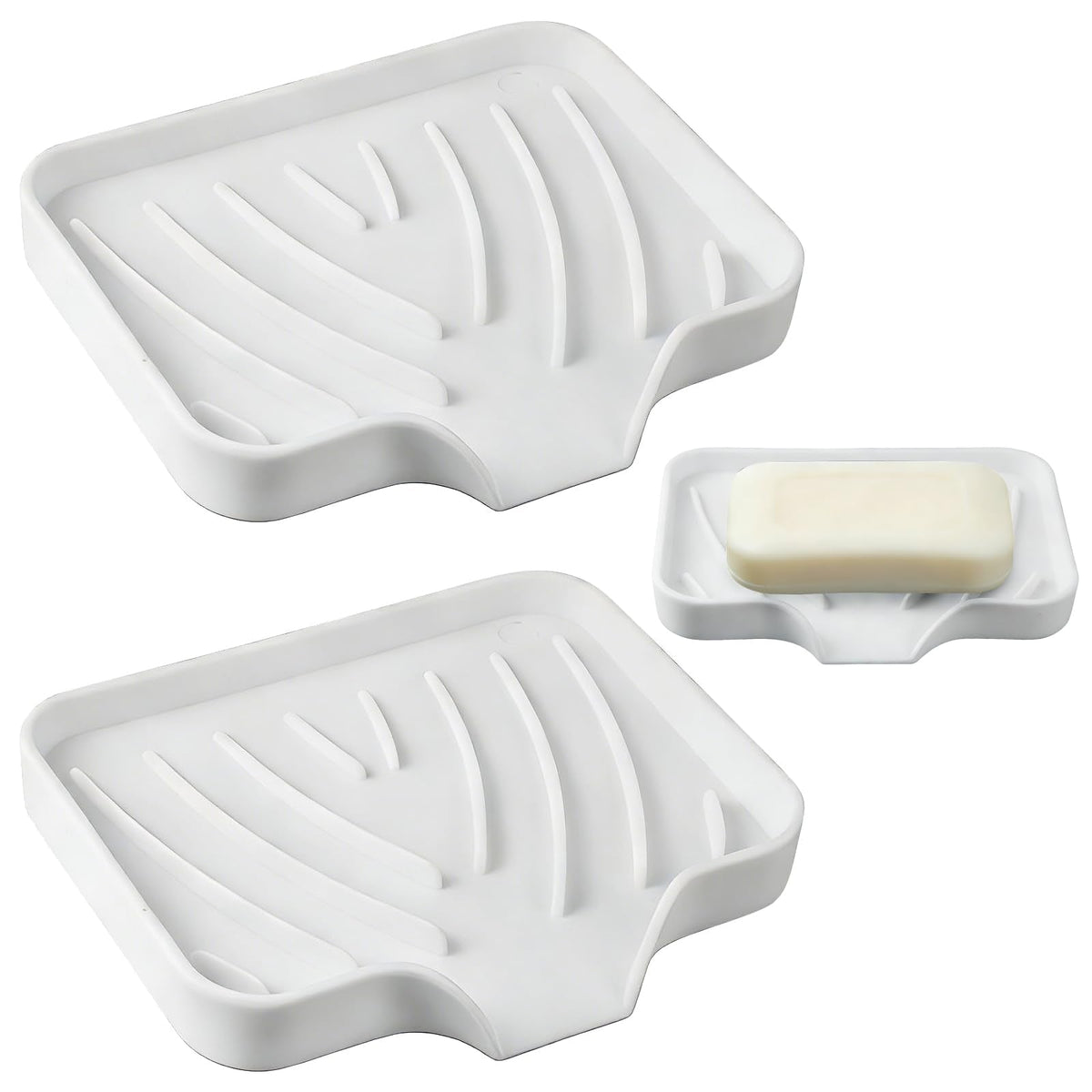 WENXINWIN 2Pcs Silicone Soap Dish, Soap Dish with Drainage,White - image 1