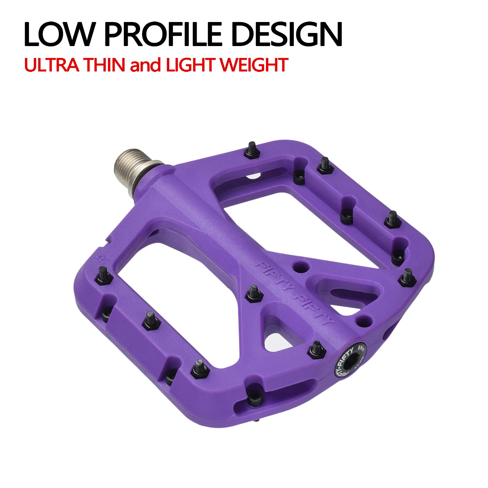 FIFTY-FIFTY MTB Pedals | Nylon Composite 9/16" Wide Flat Platform - Purple