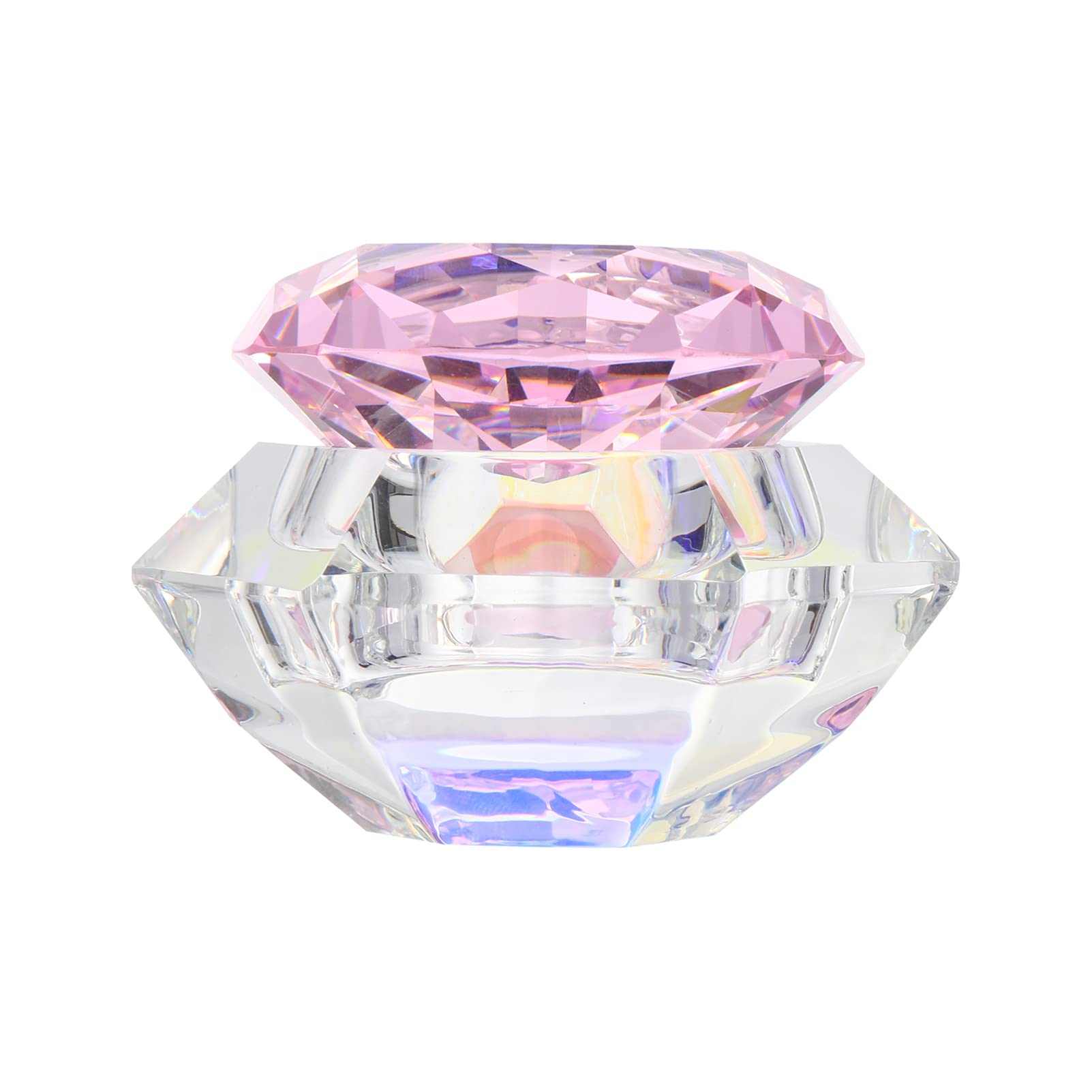 Lurrose Crystal Hexagonal Nail Dappen Dish with Lid for Acrylic Powder