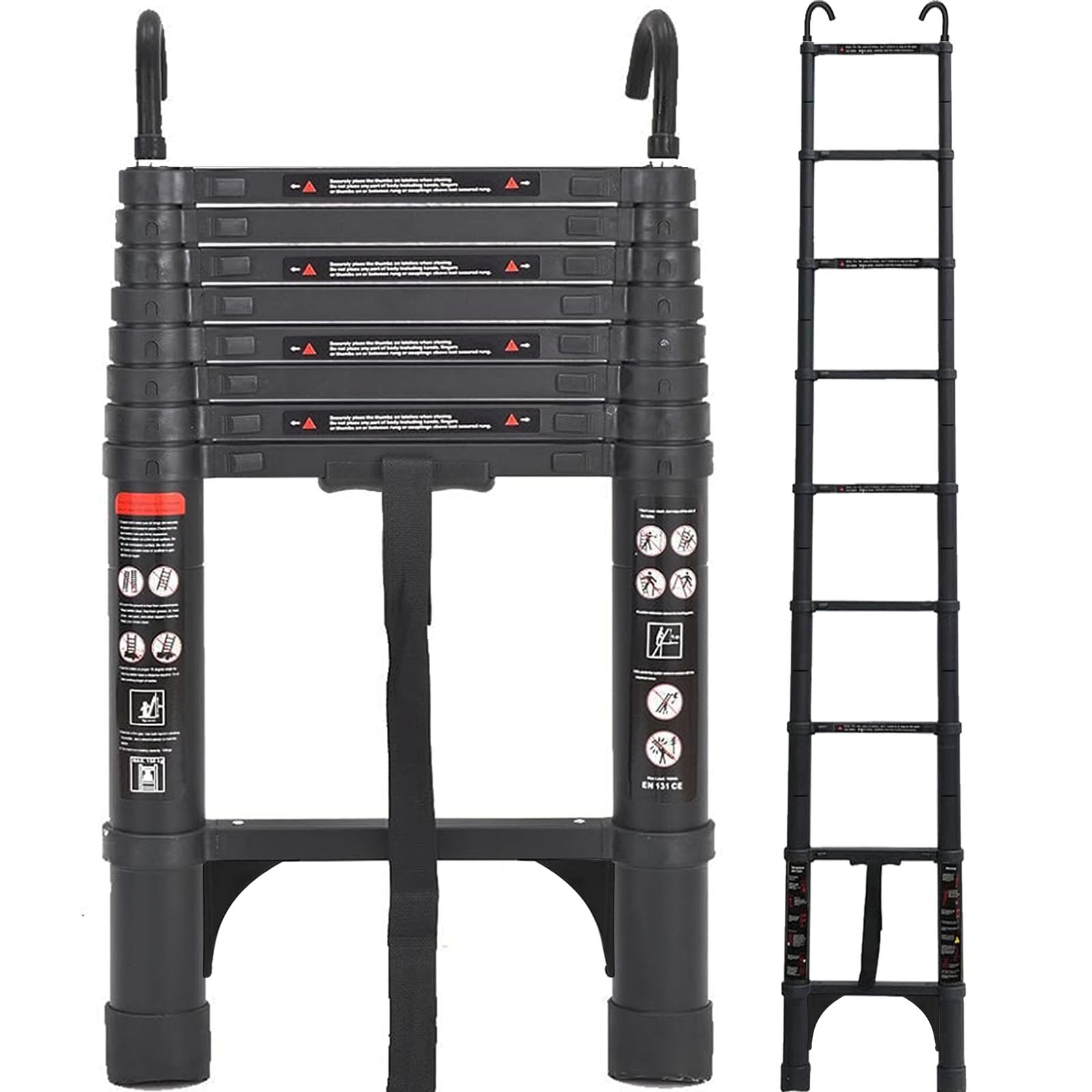 Exleiter 8.5FT Aluminum Telescoping Ladder | Portable Extension Loft Ladder