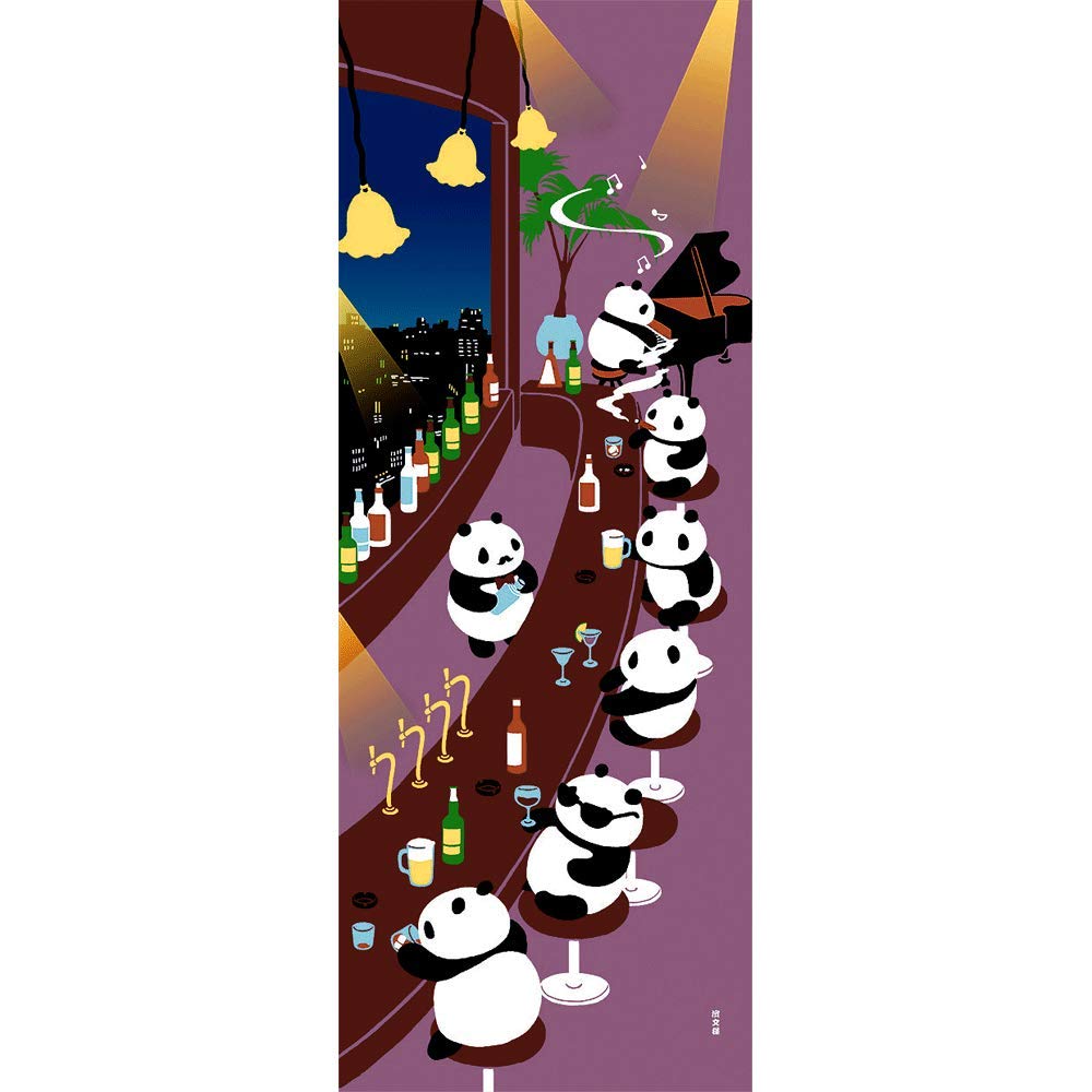 HAMAMONYO Panda BAR Japanese Tenugui Towel | 100% Cotton Wall Decor