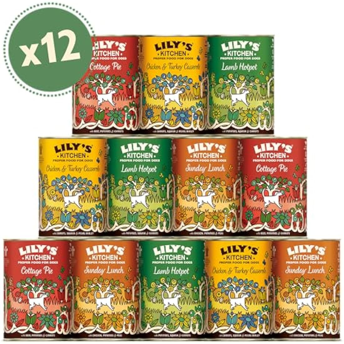 Lily's Kitchen Natural Wet Dog Food Variety Pack - 12 x 400g Tins
