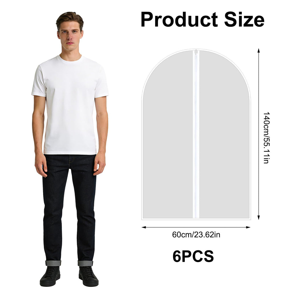 6 Pcs Long Garment Bags 60x100cm Waterproof Zip Clothes Covers - image 2