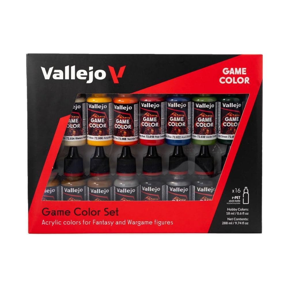 Vallejo Game Color Acrylic Paint Set - 16 Colors for Fantasy Miniatures