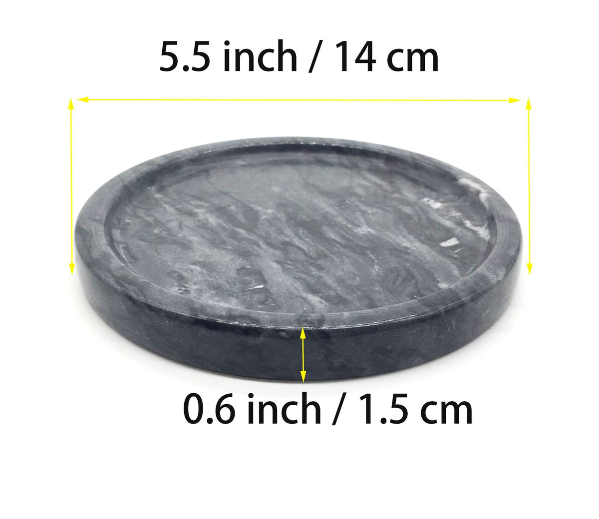 Natural Marble Tray, Circular Marble Stone Decorative Tray for Counter，Jewelry, Vanity, BlackRound Small Tray, 5-1/2" DiameterBlack