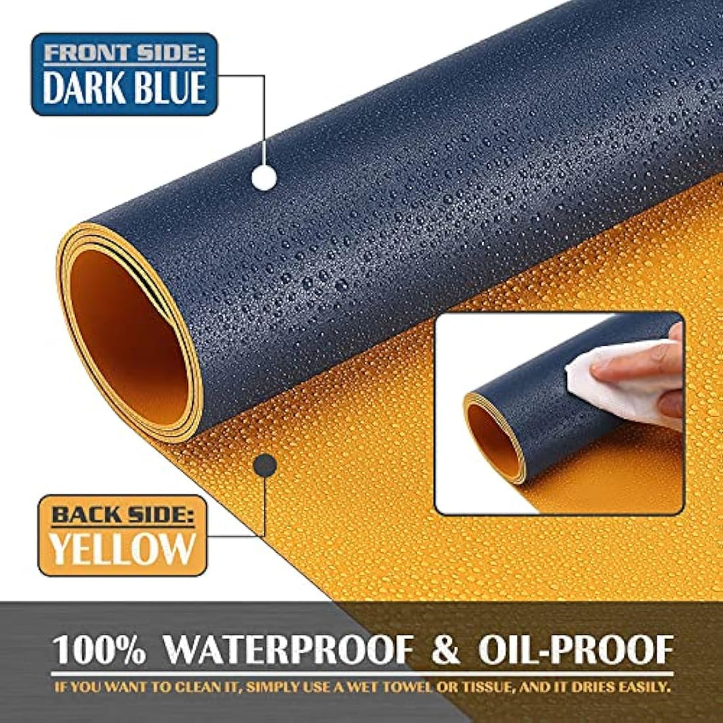 K KNODEL Leather Desk Mat - Dual-Sided Office Mouse Pad (80x40cm, Dark Blue)