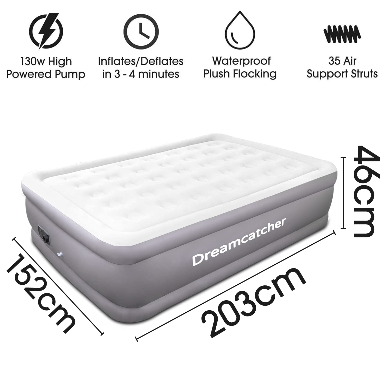 Dreamcatcher King Inflatable Mattress with Built-in Pump | 203x152x46cm