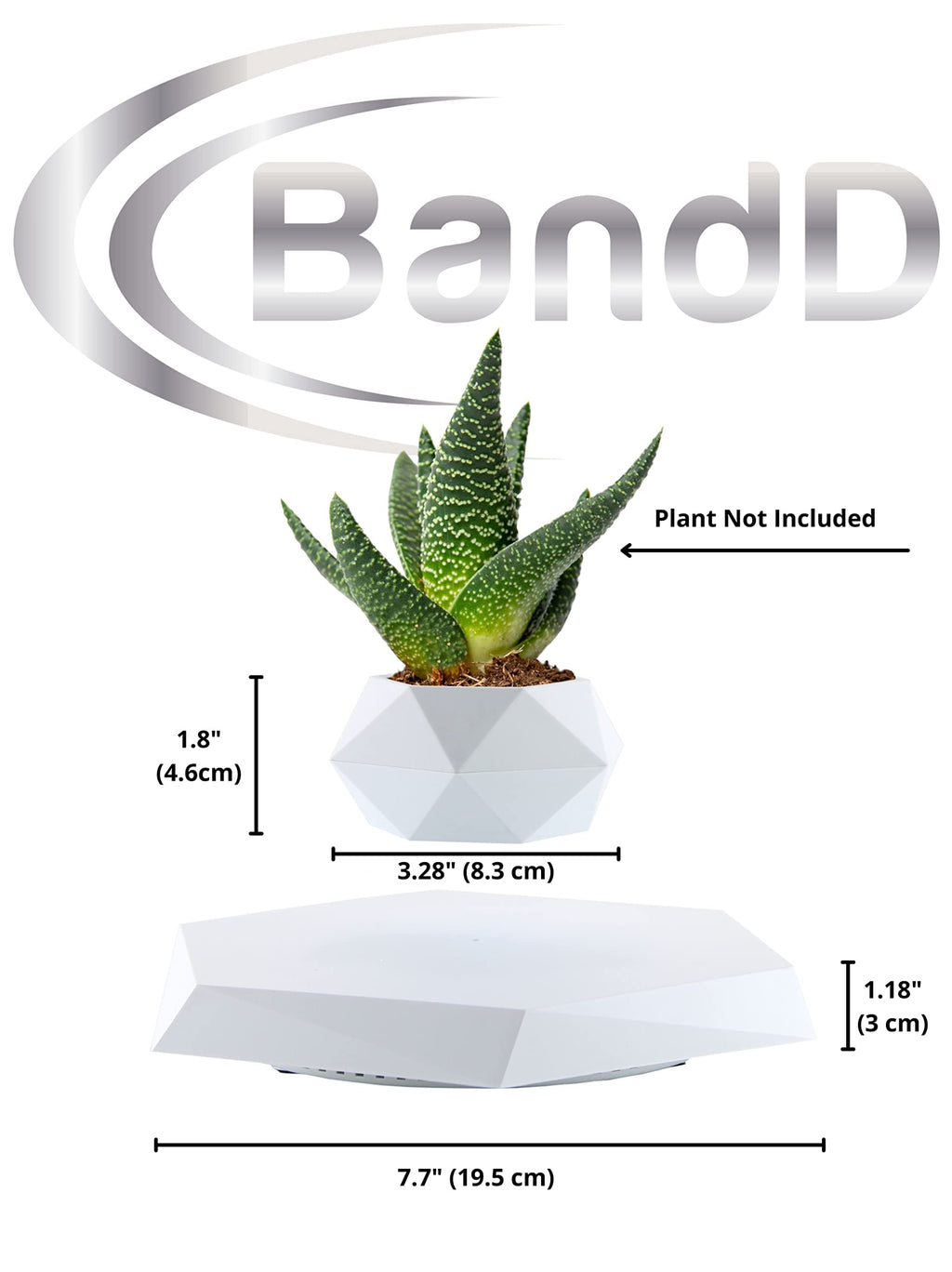 BandD Levitating Plant Pot | Magnetic Floating Planter for Bonsai & Air Plants