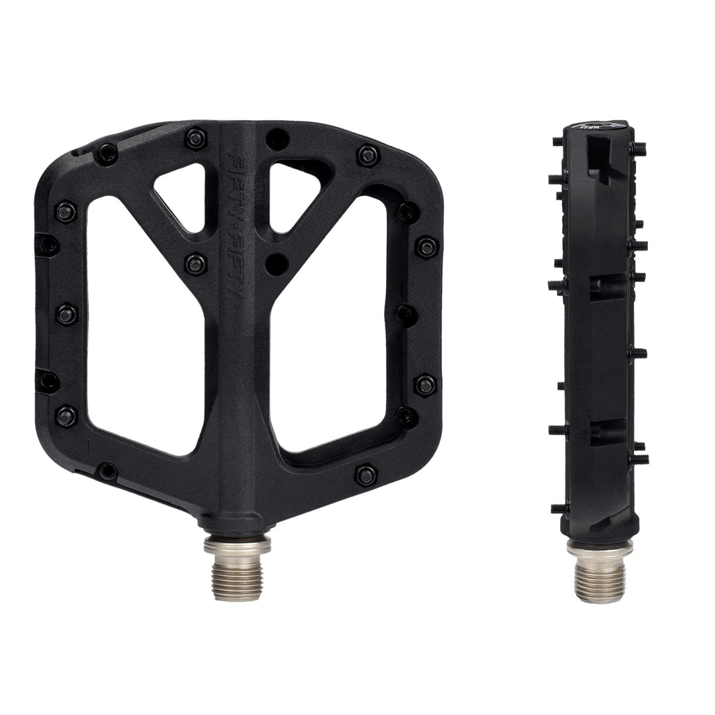 FIFTY-FIFTY MTB Pedals | Nylon Composite 9/16" Wide Flat Platform - Black