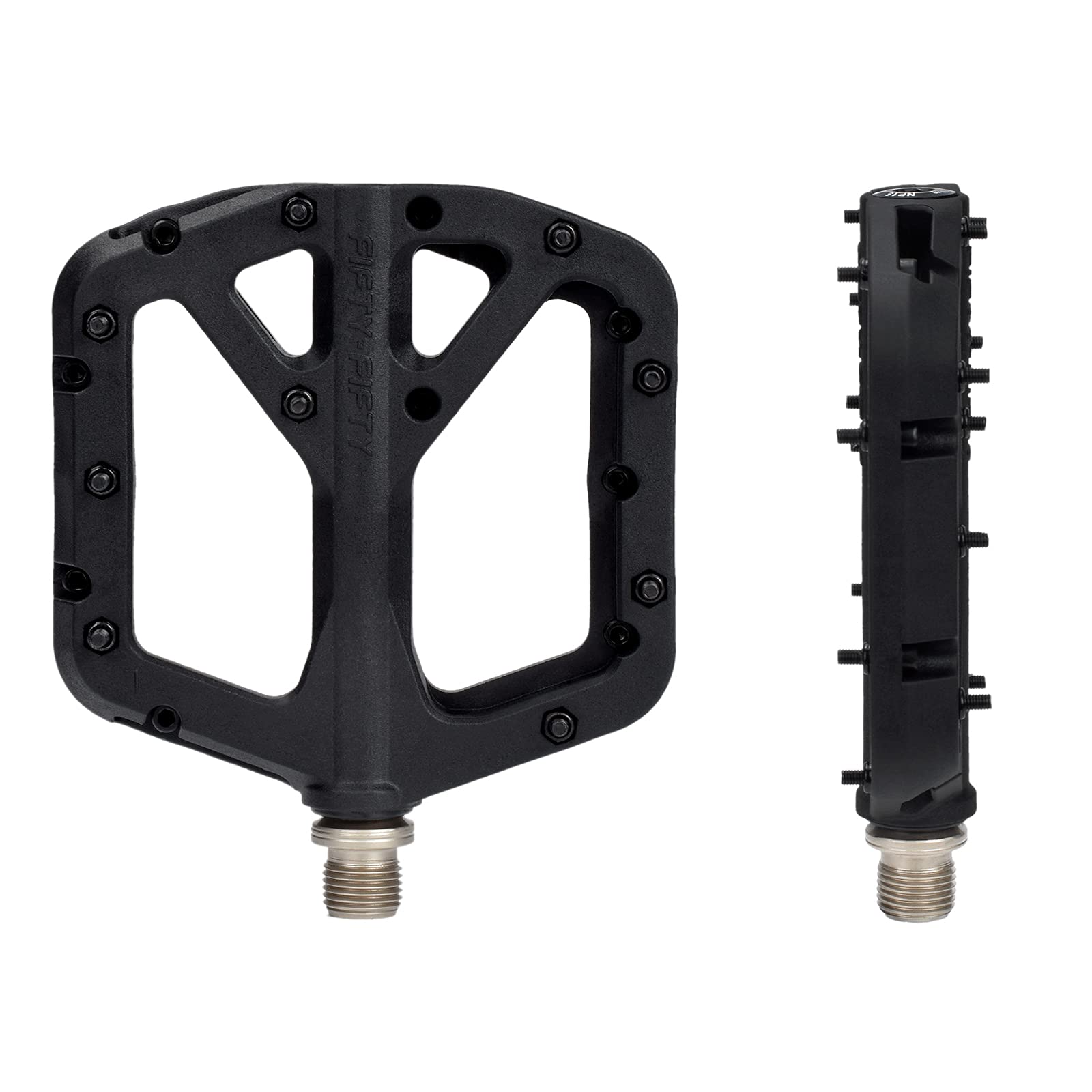 FIFTY-FIFTY MTB Pedals | Nylon Composite 9/16" Wide Flat Platform - Black