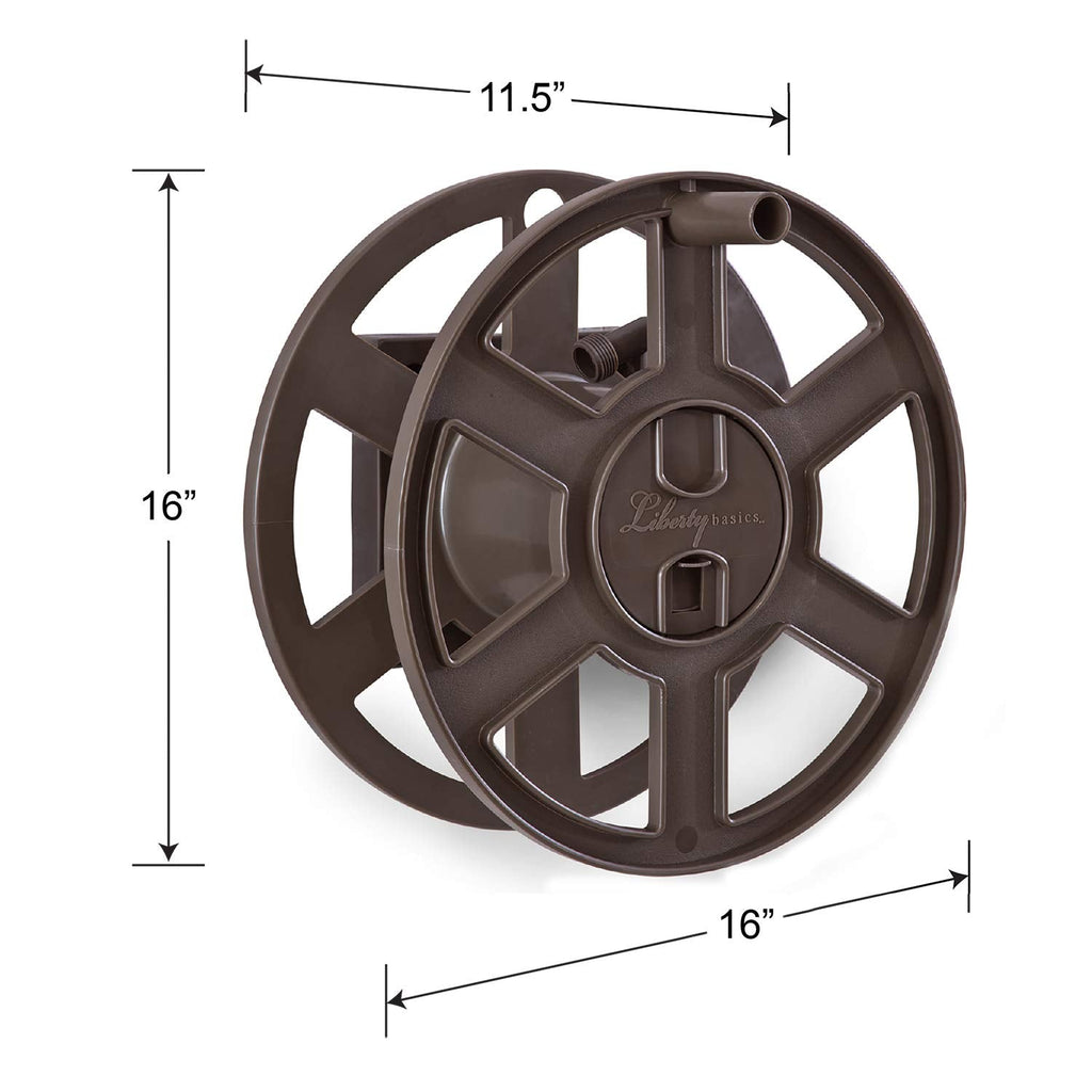 Liberty Basics Wall Mount Hose Reel – 100' Capacity Poly Resin, Bronze