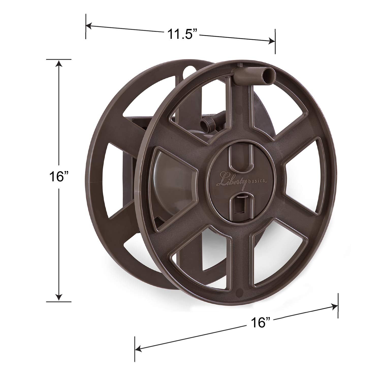 Liberty Basics Wall Mount Hose Reel – 100' Capacity Poly Resin, Bronze