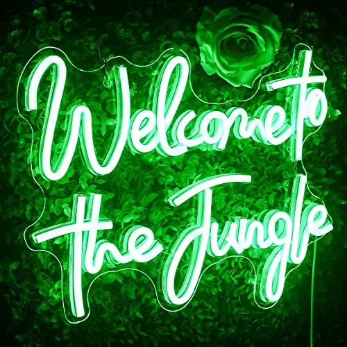 Looklight Welcome to the Jungle Neon Sign – Green LED Wall Decor for Home