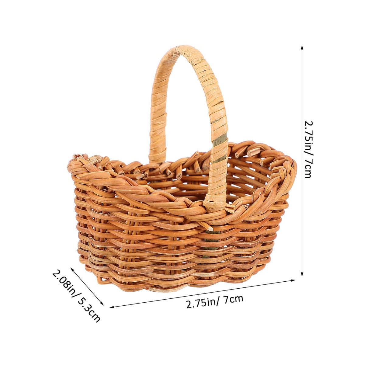 UKCOCO 2pcs Miniature Woven with Handles Small Farmhouse Storage Basket for Weddings Parties and Home Decor Rustic Flower Arrangement - image 4
