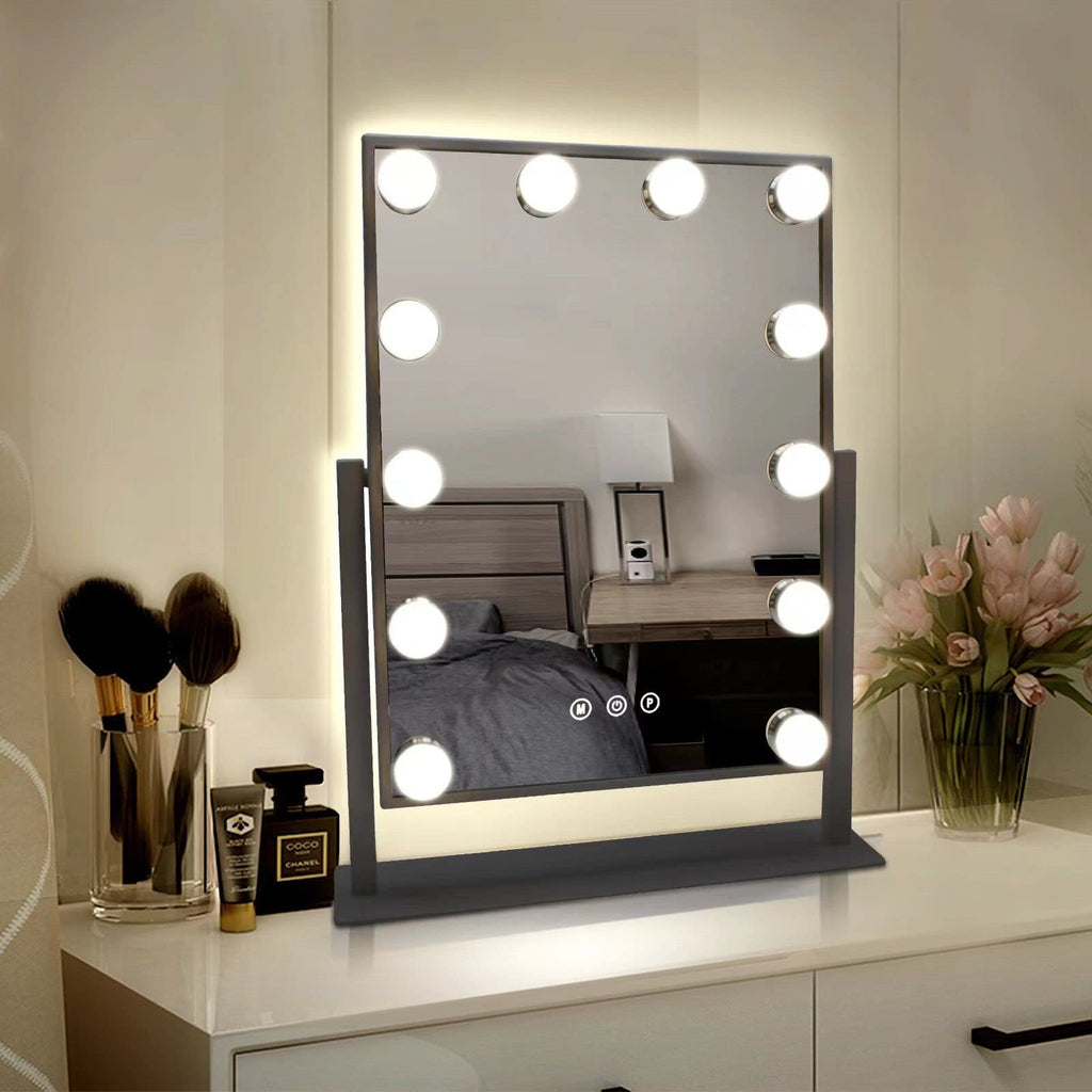 TUREWELL Hollywood Vanity Mirror with 12 Dimmable LED Bulbs - 360° Rotation