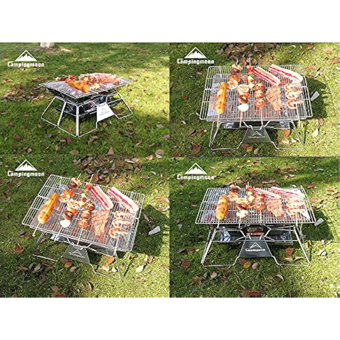 CAMPINGMOON Portable Stainless Steel Fire Pit & Foldable BBQ Grill MT-3