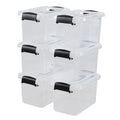 Tyminin 6 Packs 5 L Small Plastic Storage Box with Handle, Storage Latch Box with Lid, Clear - image 1