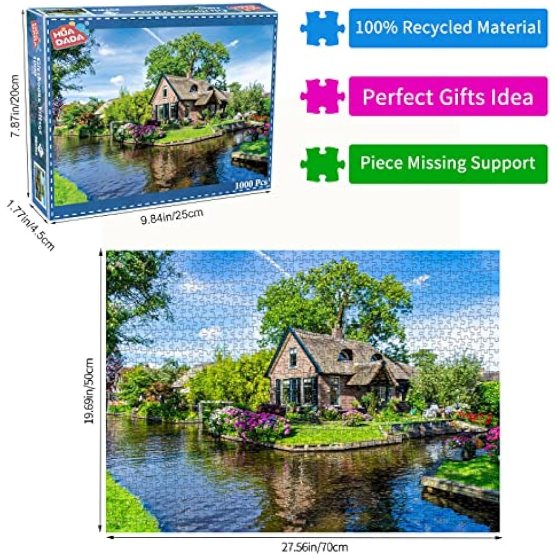 Jolof Store Giethoorn Village 1000 Piece Jigsaw Puzzle for Adults