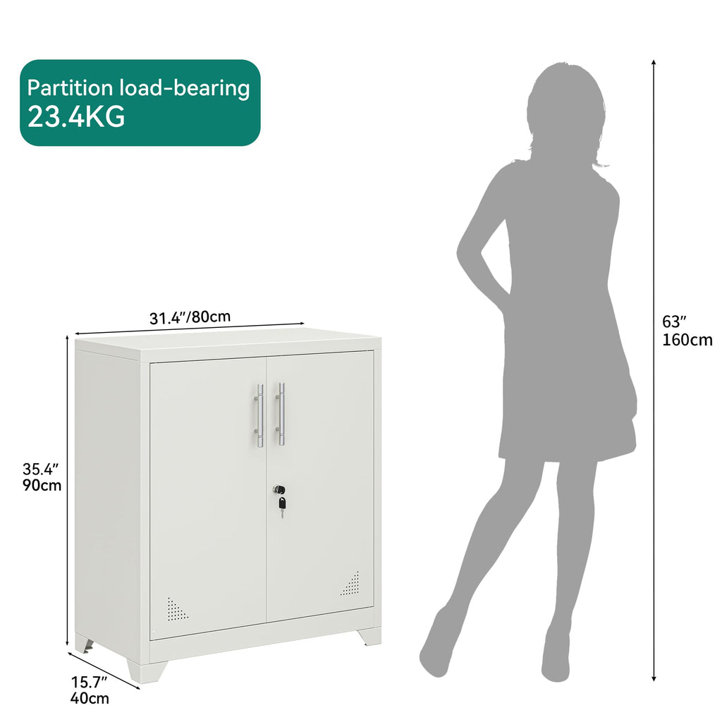 YITAHOME Office Storage Cabinet, Metal Office Storage Cupboard with 2 Adjustable Shelves - image 2