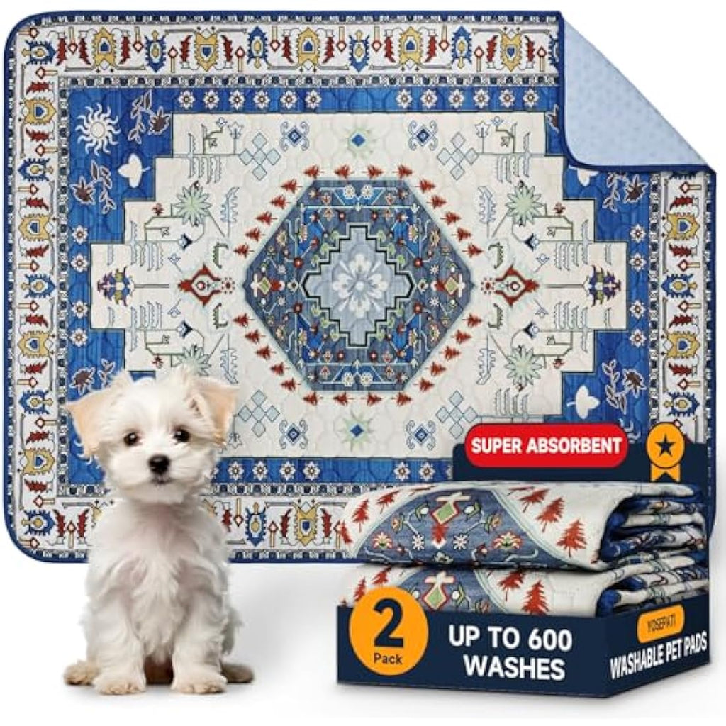 YOSEPATI Washable Dog Pee Pads | 2-Pack Reusable Absorbent Whelping Mats