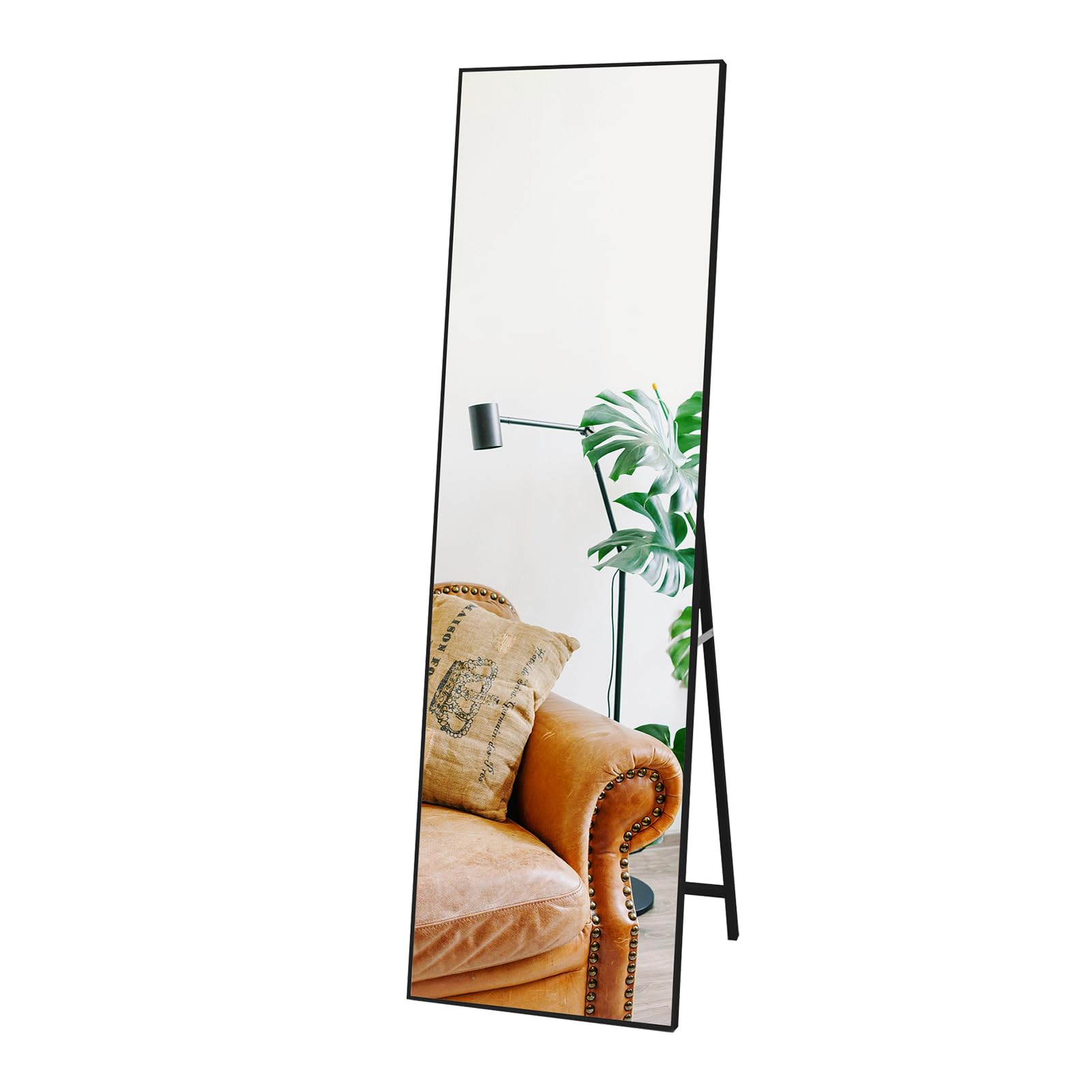 Hoikwo Full Length Standing Mirror | 55x16 Black Frame Wall Mirror