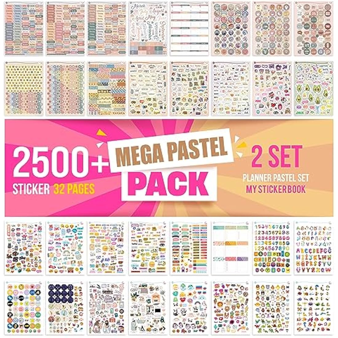 Planner Sticker Set | 2500+ Pcs 32 Sheets for Bullet Journals