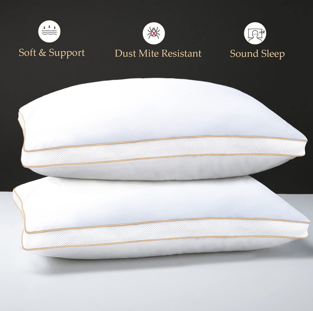 Sofslee Bed Pillows 2 Pack – Hypoallergenic Down Alternative – Standard