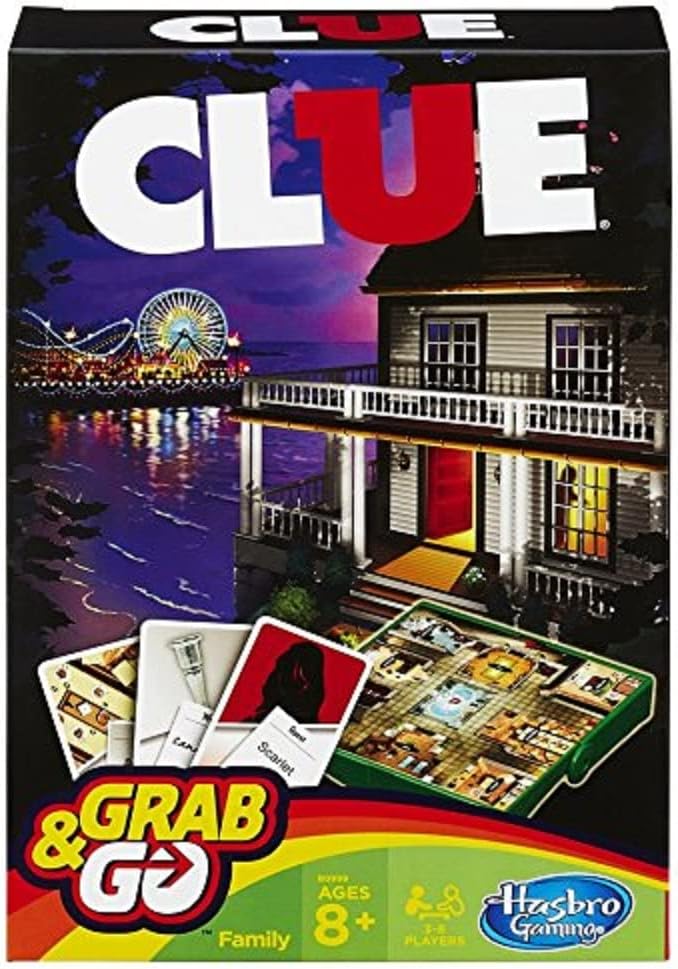 Hasbro Clue Grab & Go Board Game – Portable Mystery Travel Game