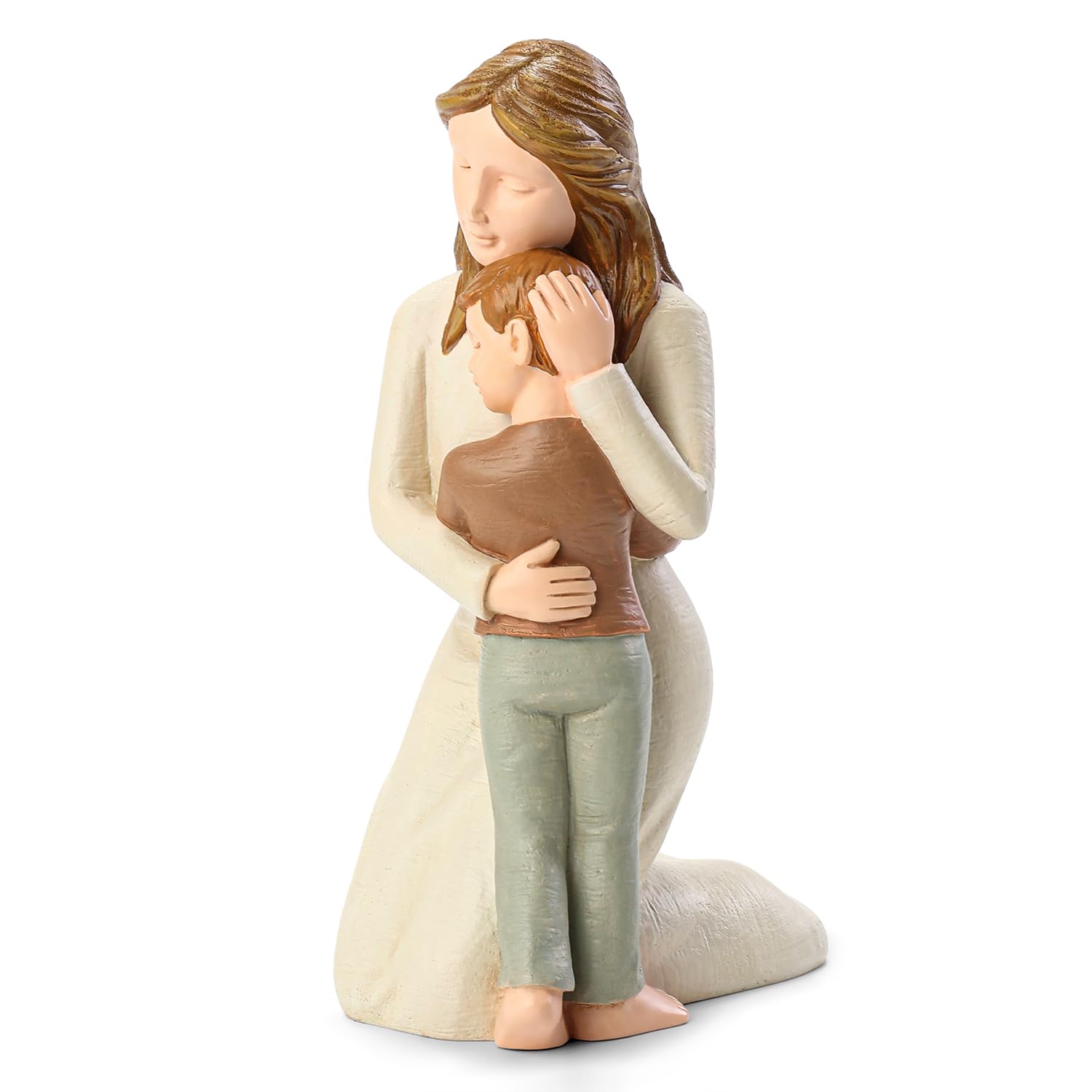 Mother and Son Figurine – Hand-Painted Resin Statue Home Decor