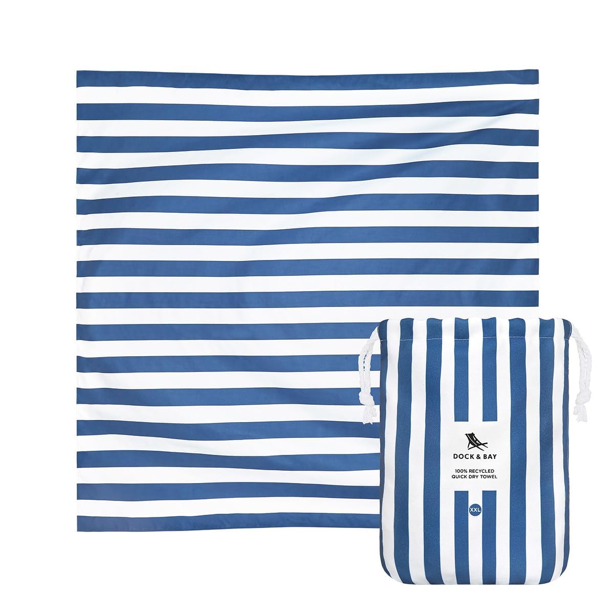 Dock & Bay Sand-Free Quick Dry Beach Towel - Recycled Whitsunday Blue XXL