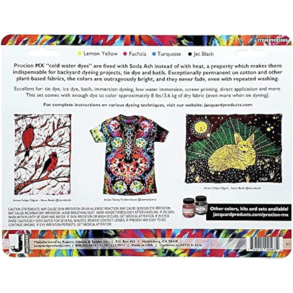 Jacquard Procion MX Fiber Reactive Cold Water Dye Set | 8 Vibrant Colours