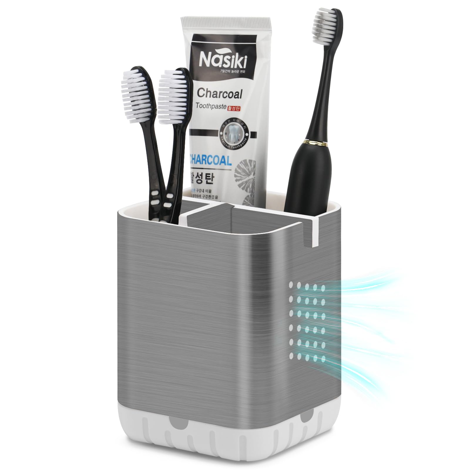 BYUNER Electric Toothbrush Holder | Eco-Friendly Bathroom Caddy - Silver