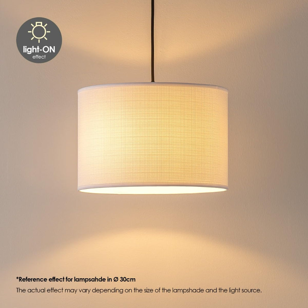 White Cotton Drum Lampshade – Modern 50cm Cylinder for E27