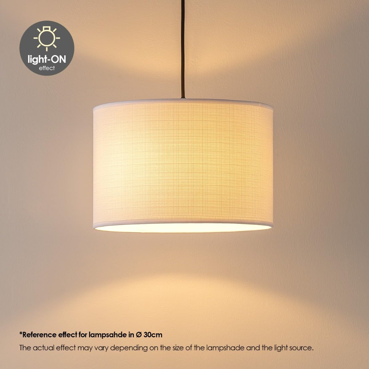 White Cotton Drum Lampshade – Modern 50cm Cylinder for E27