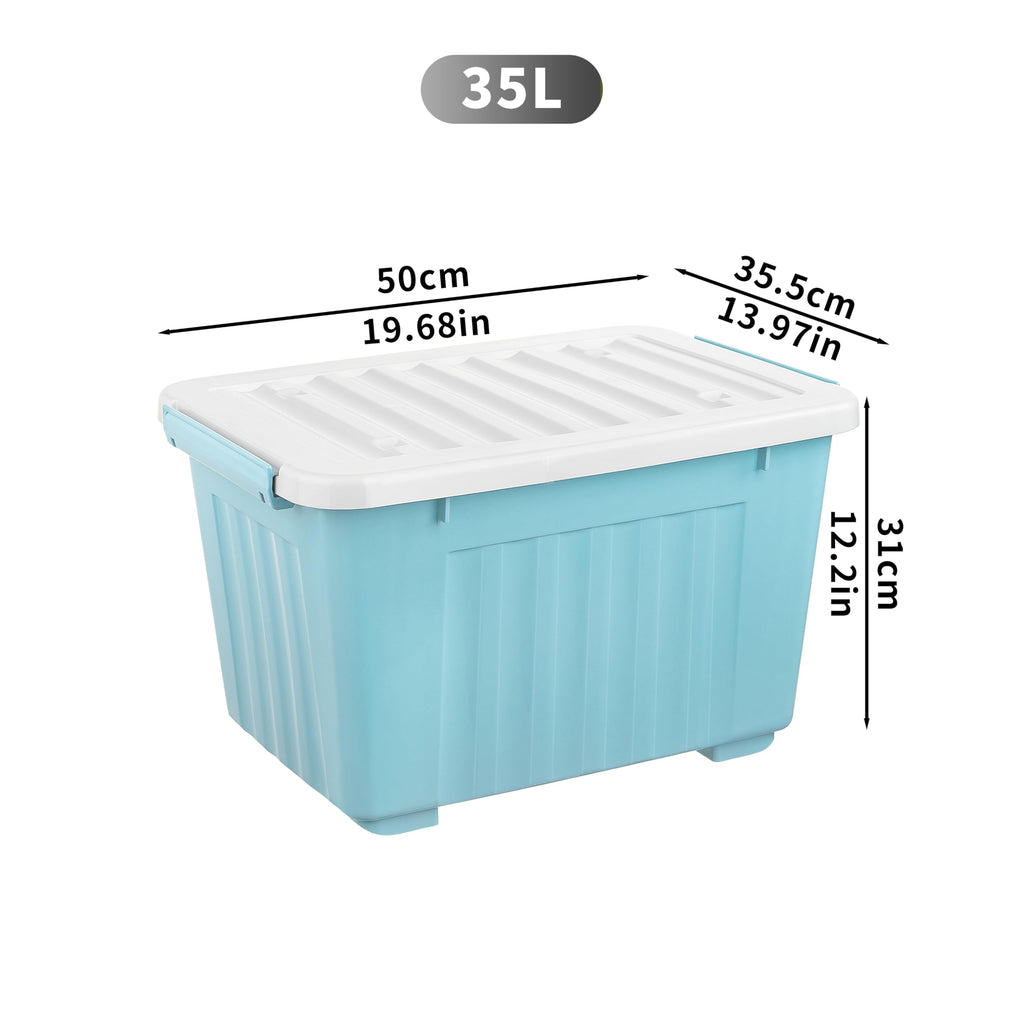 Cetomo 35L*6 Storage Boxes with Lids, Plastic Storage Box with Wheels and Secure Side Latches, Stackable & Nestable Organizer for Home, Office - image 3
